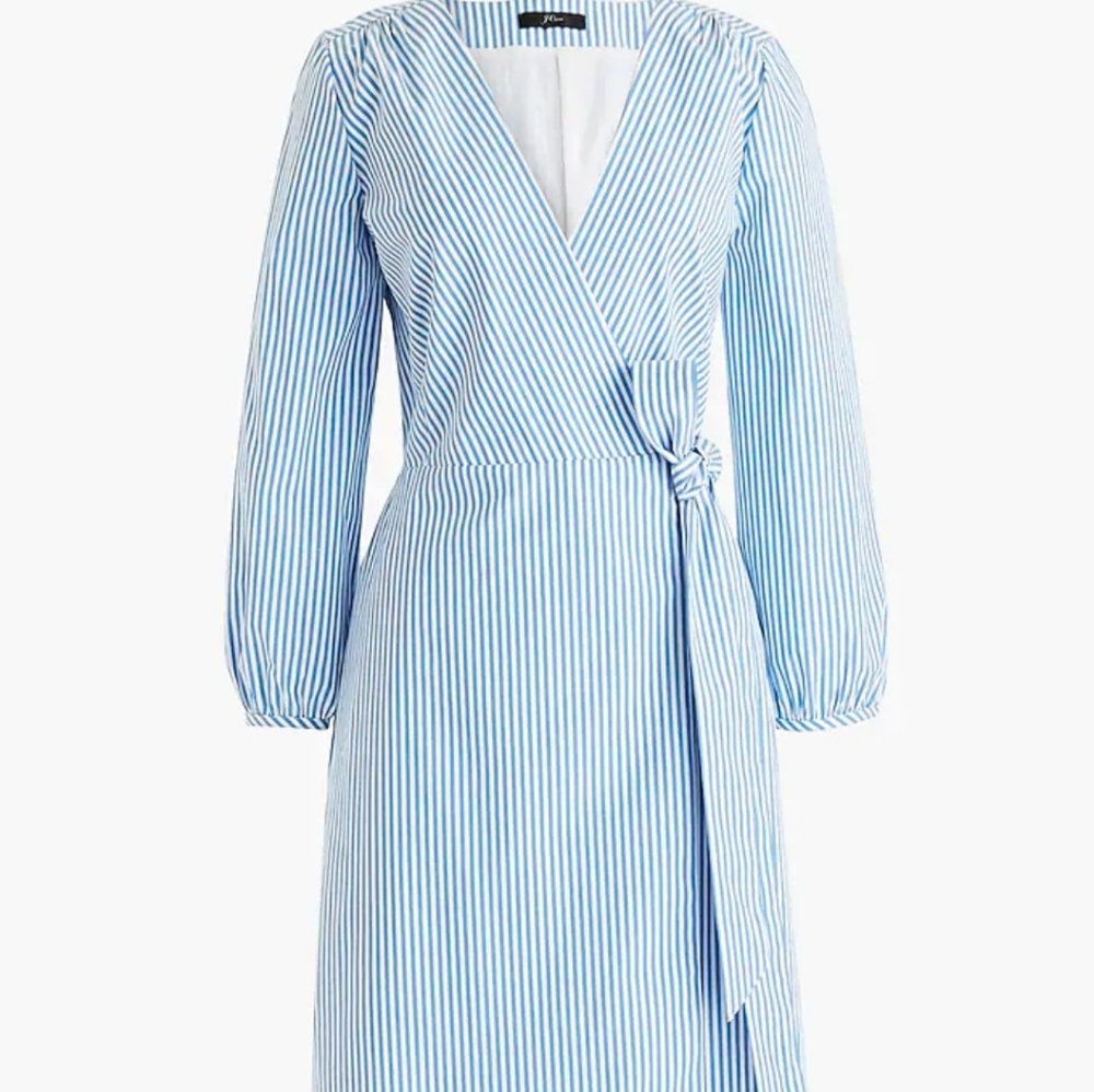 J CREW Wrap dress in striped cotton poplin size 4